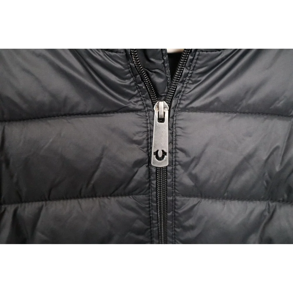 True Religion Mens Black Quilted Puffer Jacket Full Zip Lightweight 2XL 104941